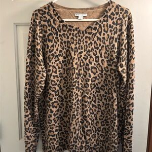 📦Bundle for $5! Lightwt leopard print tunic sweater crew neck cotton blend XL